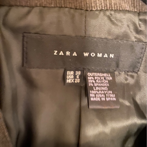 Zara Fall Corduroy Blazer US 6 - NWOT Brown/Green - Picture 5 of 11